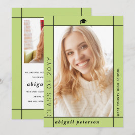 Moderne, hellgrüne Klasse 2025 Abschluss Foto Ankündigung