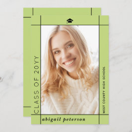 Moderne, hellgrüne Klasse 2025 Abschluss Foto Ankündigung