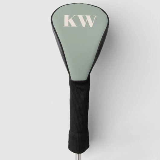 Moderne Hellgrüne Monogramm-Initialen Personalisie Golf Headcover (Vorderseite)