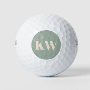 Moderne hellgrüne Monogramm-Initialen personalisie Golfball