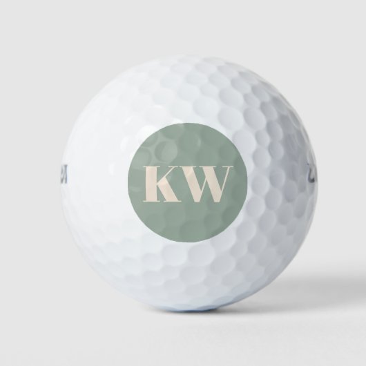 Moderne hellgrüne Monogramm-Initialen personalisie Golfball (Vorderseite)