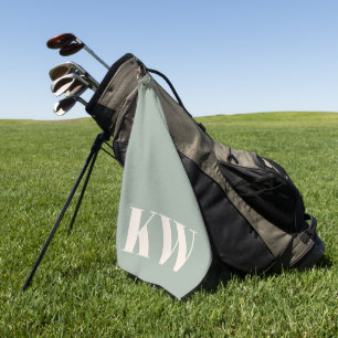 Moderne Hellgrüne Monogramm-Initialen Personalisie Golfhandtuch