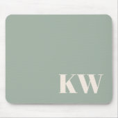 Moderne hellgrüne Monogramm-Initialen personalisie Mousepad (Vorne)