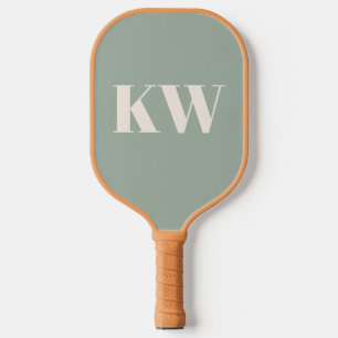 Moderne Hellgrüne Monogramm-Initialen Personalisie Pickleball Schläger