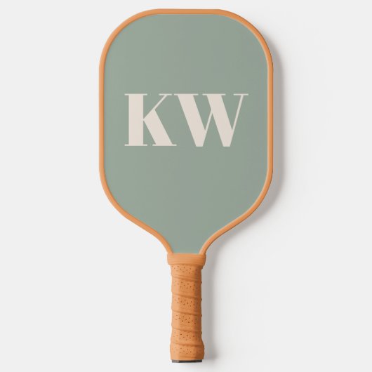 Moderne Hellgrüne Monogramm-Initialen Personalisie Pickleball Schläger (Vorderseite)
