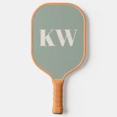 Moderne Hellgrüne Monogramm-Initialen Personalisie Pickleball Schläger (Rückseite)