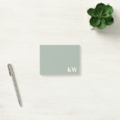 Moderne hellgrüne Monogramm-Initialen personalisie Post-it Klebezettel (Büro)