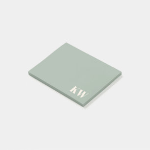 Moderne hellgrüne Monogramm-Initialen personalisie Post-it Klebezettel