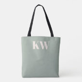 Moderne Hellgrüne Monogramm-Initialen Personalisie Tasche (Rückseite)