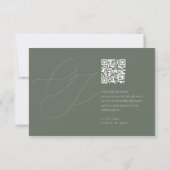 Moderne Hellgrüne QR-Code-Initialen-Hochzeit RSVP Karte (Rückseite)