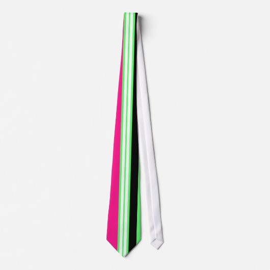 Moderne, hellgrüne, rosa und schwarze Streifen Krawatte (Vorderseite)