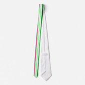 Moderne, hellgrüne, rosa und schwarze Streifen Krawatte (Rückseite)