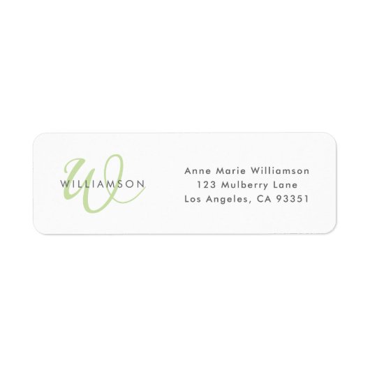 Moderne hellgrüne Schriftmonogramm (Vorne)