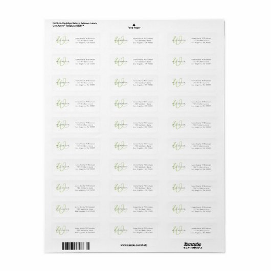 Moderne hellgrüne Schriftmonogramm (Vorne)