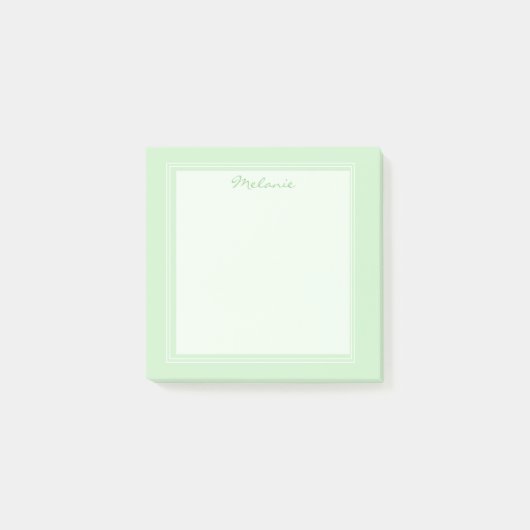Moderne hellgrüne weiße Rand Schrift Post-it Klebezettel (Vorderseite)