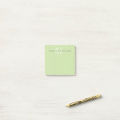 Moderne hellgrüne weiße Schreibschrift-Monogramm Post-it Klebezettel (Auf Schreibtisch)
