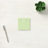Moderne hellgrüne weiße Schreibschrift-Monogramm Post-it Klebezettel (Büro)