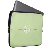 Moderne hellgrüne weiße Schriftmonogramm Laptopschutzhülle (Vorne Rechts)