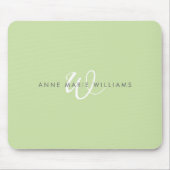 Moderne hellgrüne weiße Schriftmonogramm Mousepad (Vorne)