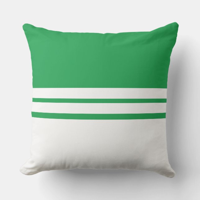 Moderne, hellgrüne, weiße Streifen Kissen (Vorderseite)