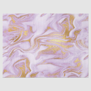 Moderne helllila, weiße und goldene Marmoroptik Seidenpapier