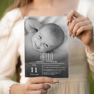 Moderne Hello Baby-Foto   Sip And See-Party Einladung