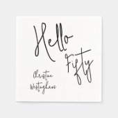 Moderne Hello Fifty Schrift zum 50. Geburtstag Serviette (Vorderseite)