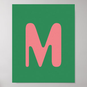 Moderne hellrosa Anfangsbuchstabe Meeresalgen Gr Poster