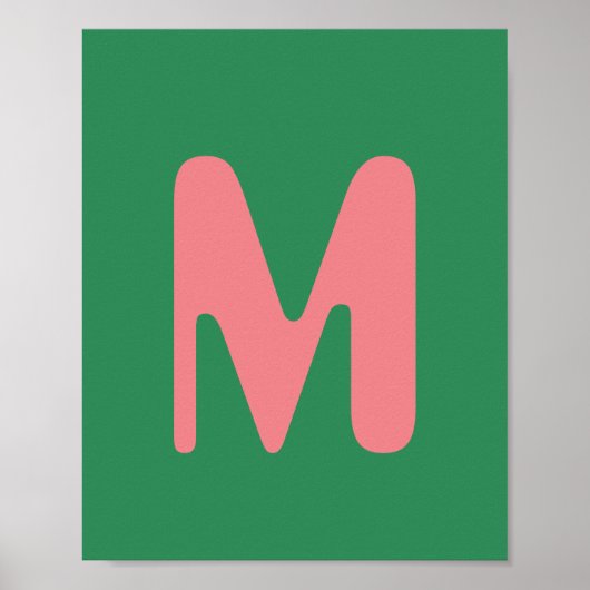 Moderne hellrosa Anfangsbuchstabe | Meeresalgen Gr Poster (Vorne)