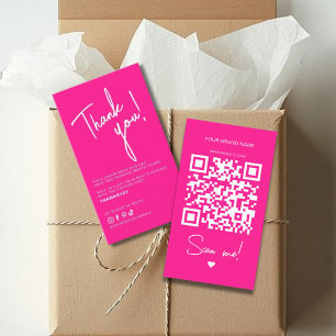 Moderne hellrosa Bestell-Danke-QR-Code Visitenkarte