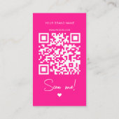 Moderne hellrosa Bestell-Danke-QR-Code Visitenkarte (Rückseite)