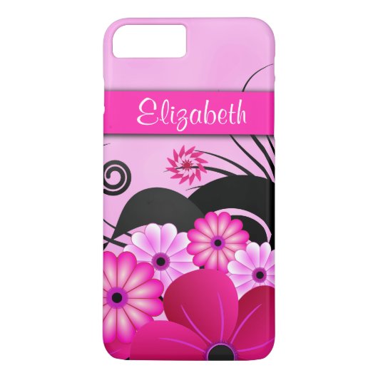 Moderne, hellrosa Blume Fuchsia Floral Slim Case-Mate iPhone Hülle (Rückseite)