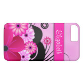Moderne, hellrosa Blume Fuchsia Floral Slim Case-Mate iPhone Hülle (Rückseite (Horizontal))