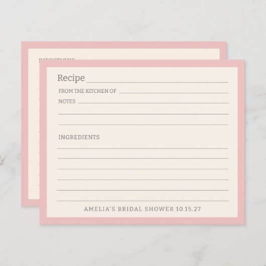 Moderne, hellrosa Grenz Personalisierte Rezeptions (Vorne/Hinten)