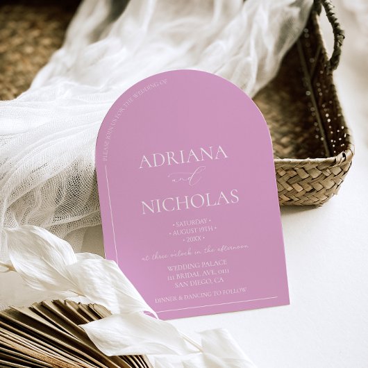 Moderne, hellrosa Hochzeit Einladung