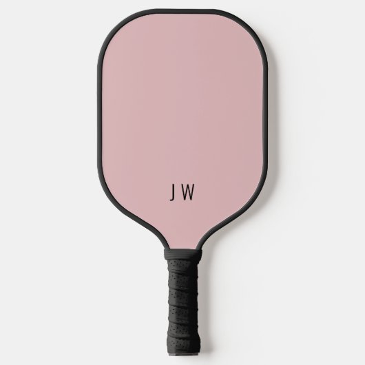 Moderne, hellrosa Monogramm-Initialen Pickleball Schläger (Vorderseite)