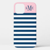 Moderne, hellrosa Navy Strips, kundenspezifisch Case-Mate iPhone Hülle (Rückseite)