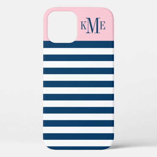 Moderne, hellrosa Navy Strips, kundenspezifisch Case-Mate iPhone Hülle (Rückseite)
