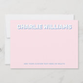 Moderne, hellrosa Notizblöcke Mitteilungskarte (Vorderseite)