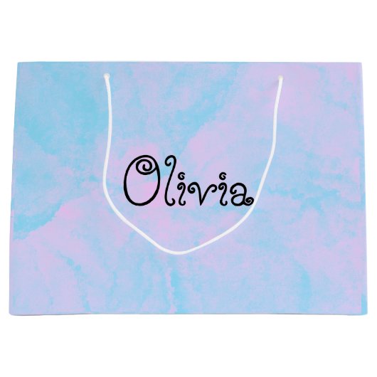 Moderne, hellrosa und blaue Geschenktüte (Vorderseite)