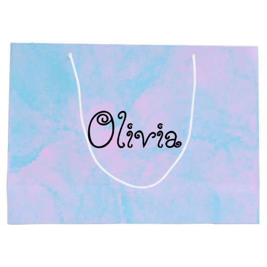 Moderne, hellrosa und blaue Geschenktüte (Rückseite)