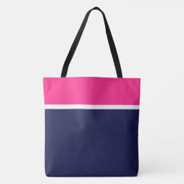 Moderne, hellrosa, weiße Streifen auf blauem Navy Tasche