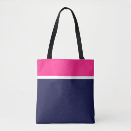 Moderne, hellrosa, weiße Streifen auf blauem Navy Tasche