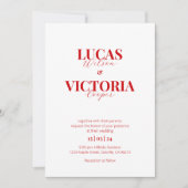 Moderne, hellrote Hochzeit Einladung (Vorderseite)