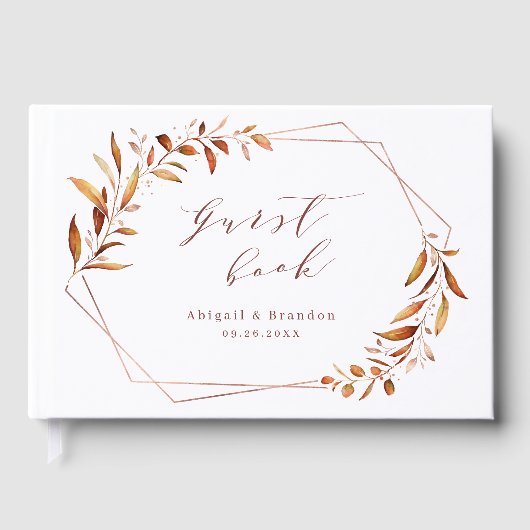 Moderne Herbgreenerie Geometrische rustikale Hochz Gästebuch (Vorderseite)