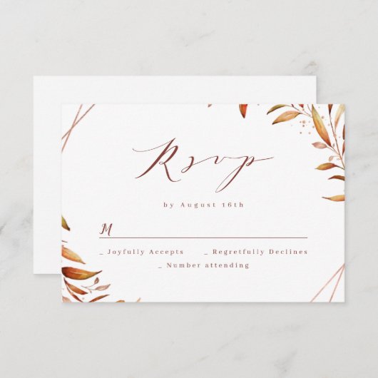Moderne Herbgreenerie Geometrische rustikale Hochz RSVP Karte (Vorne/Hinten)