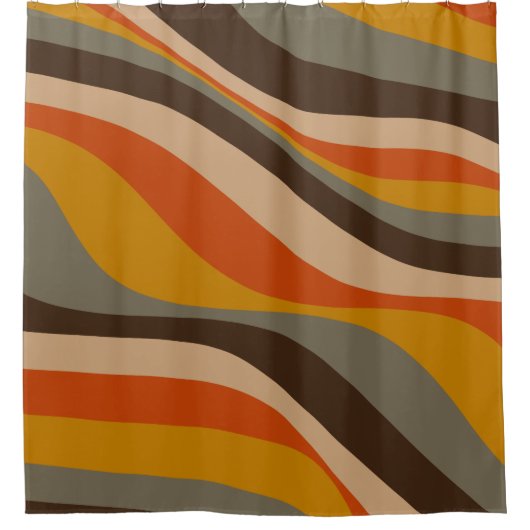 Moderne Herbst-Abstrakte Wavy-Linien in Erdtönen Duschvorhang (Vorderseite)