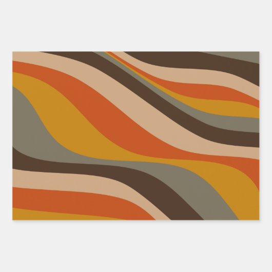 Moderne Herbst-Abstrakte Wavy-Linien in Erdtönen Geschenkpapier Set (Vorderseite)