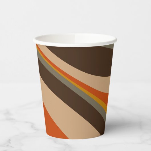 Moderne Herbst-Abstrakte Wavy-Linien in Erdtönen Pappbecher (Links)