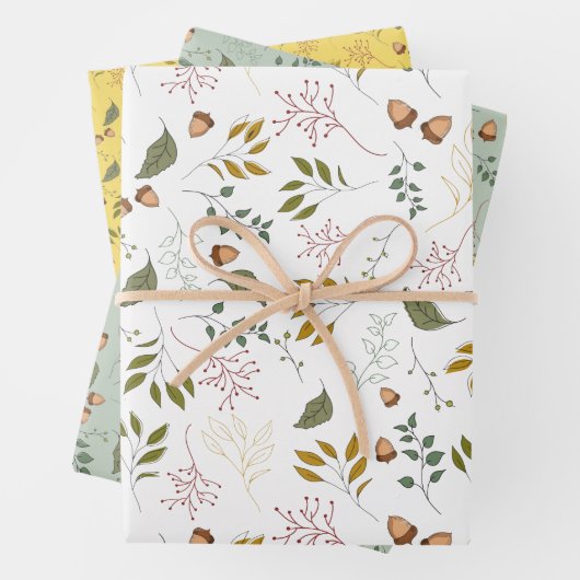 Moderne Herbst-Acorn und Herbstuntergänge Geschenkpapier Set (Beispiel)